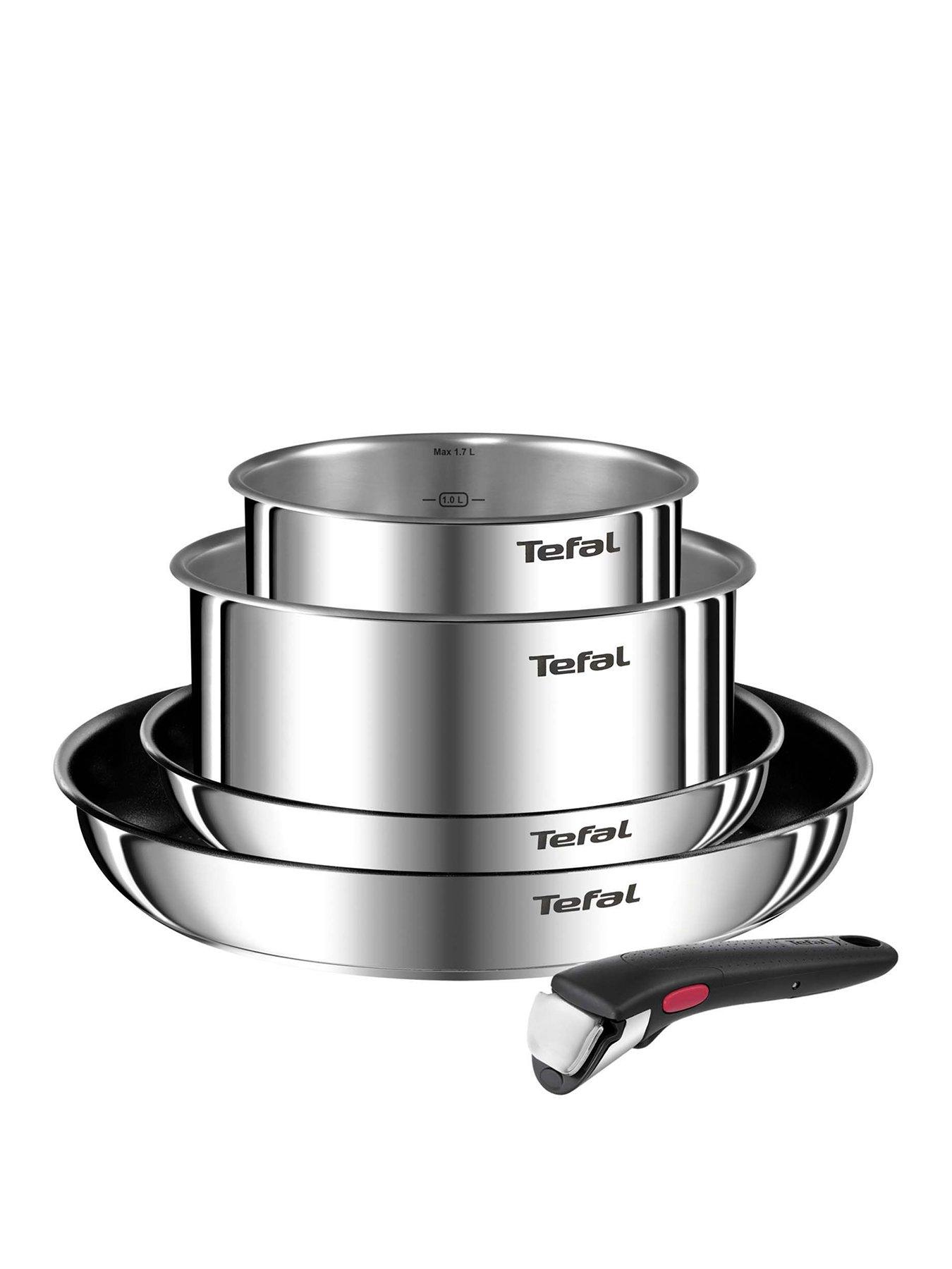 Ingenio Stainless Steel Cookware Set 4 Piece Induction Stackable, Removable Handle Pots and Pans, Dishwasher Safe Silver - None