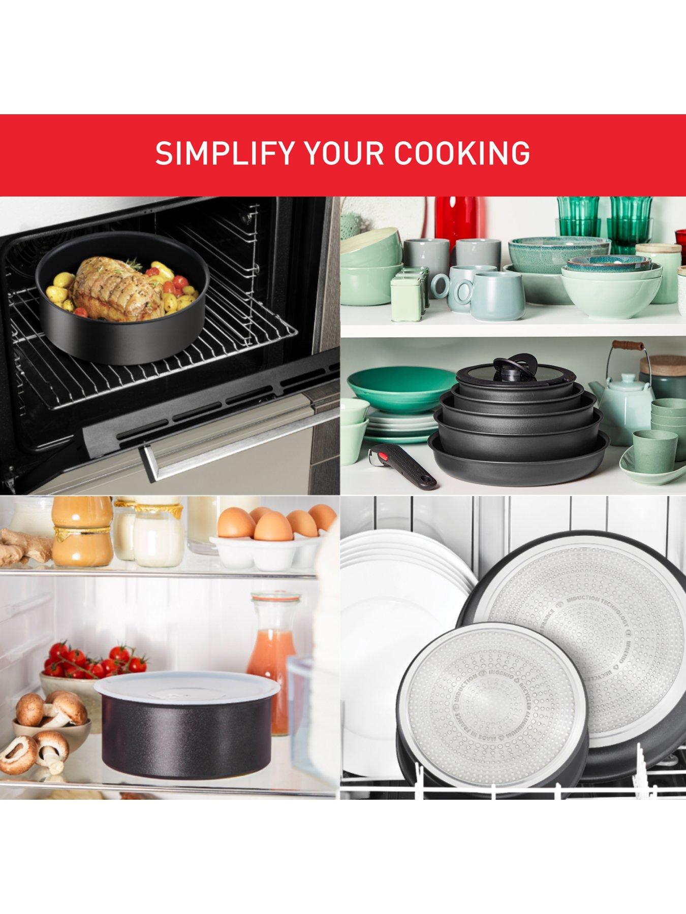 Image 5 of 7 of Tefal Ingenio Daily Chef 8pc Aluminium Stackable Pan Set Black