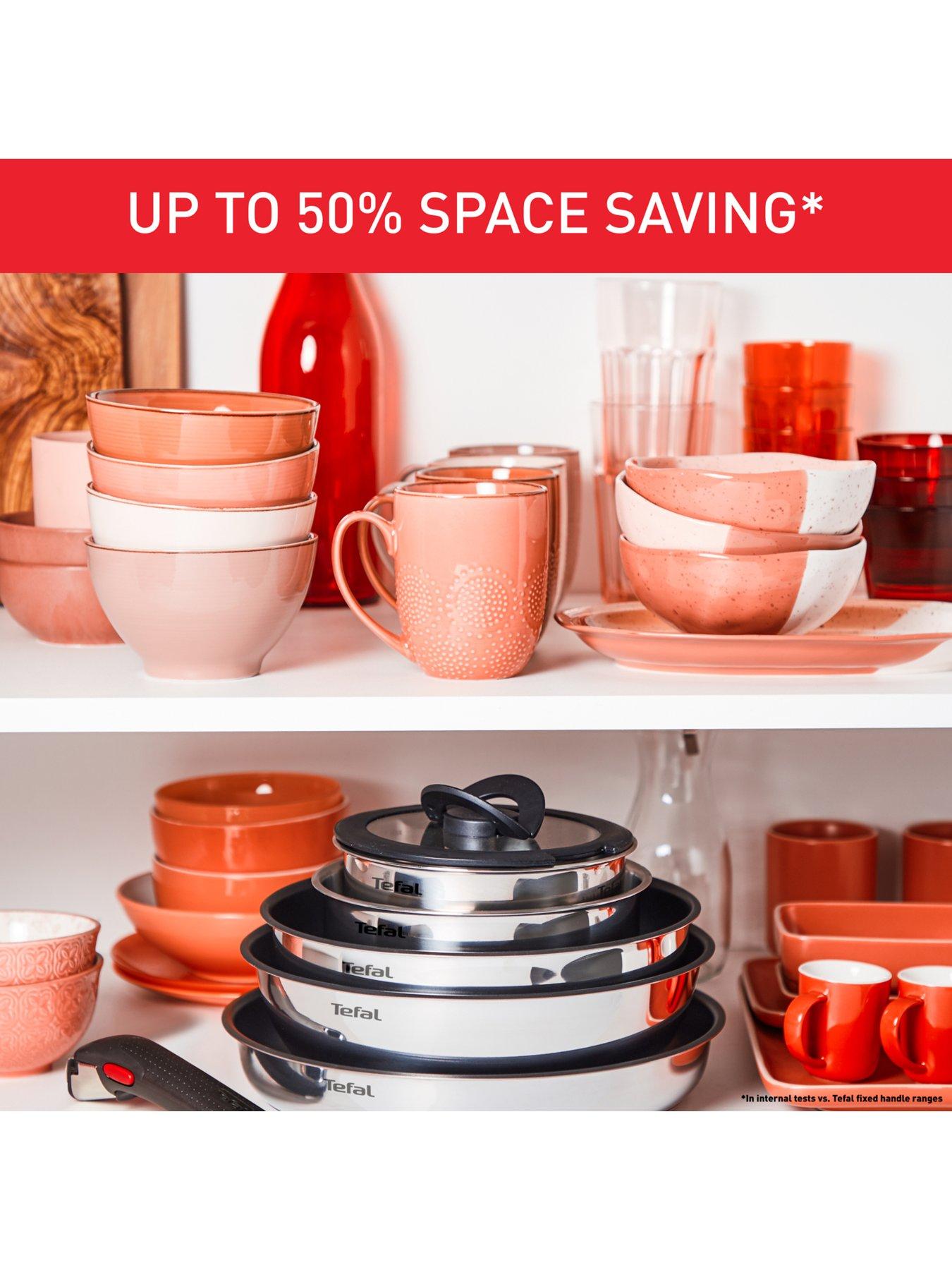 Image 4 of 7 of Tefal Ingenio Emotion 10 piece set: 22/26cm Frying Pans, 16/20cm Saucepans, 24cm Sautepan, 16/20cm Hermetic Lids, 24 cm Glass Lid + 2 Removable Handles, L897SA74