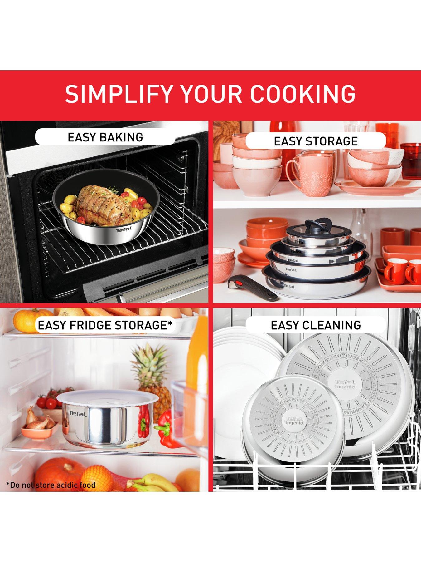 Image 6 of 7 of Tefal Ingenio Emotion 10 piece set: 22/26cm Frying Pans, 16/20cm Saucepans, 24cm Sautepan, 16/20cm Hermetic Lids, 24 cm Glass Lid + 2 Removable Handles, L897SA74