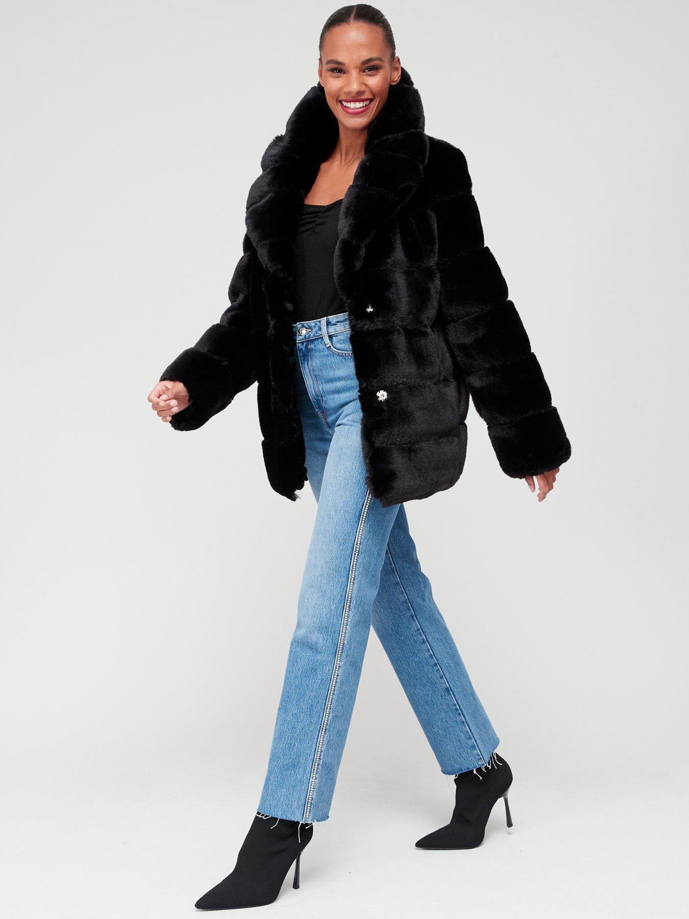 Farry faux hotsell fur jacket black