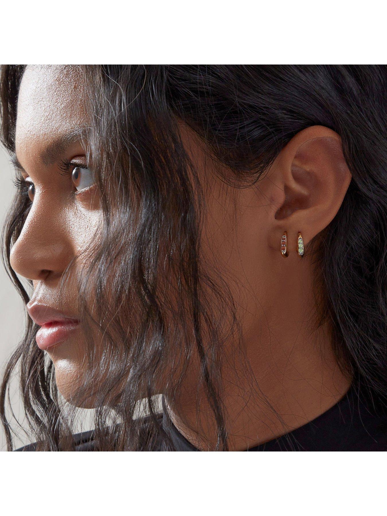 Image 4 of 5 of Rachel Jackson Birthstone Huggie Hoop Earrings