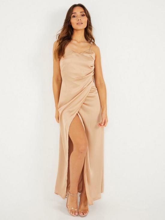 front image of quiz-satin-wrap-strappy-maxi-dress