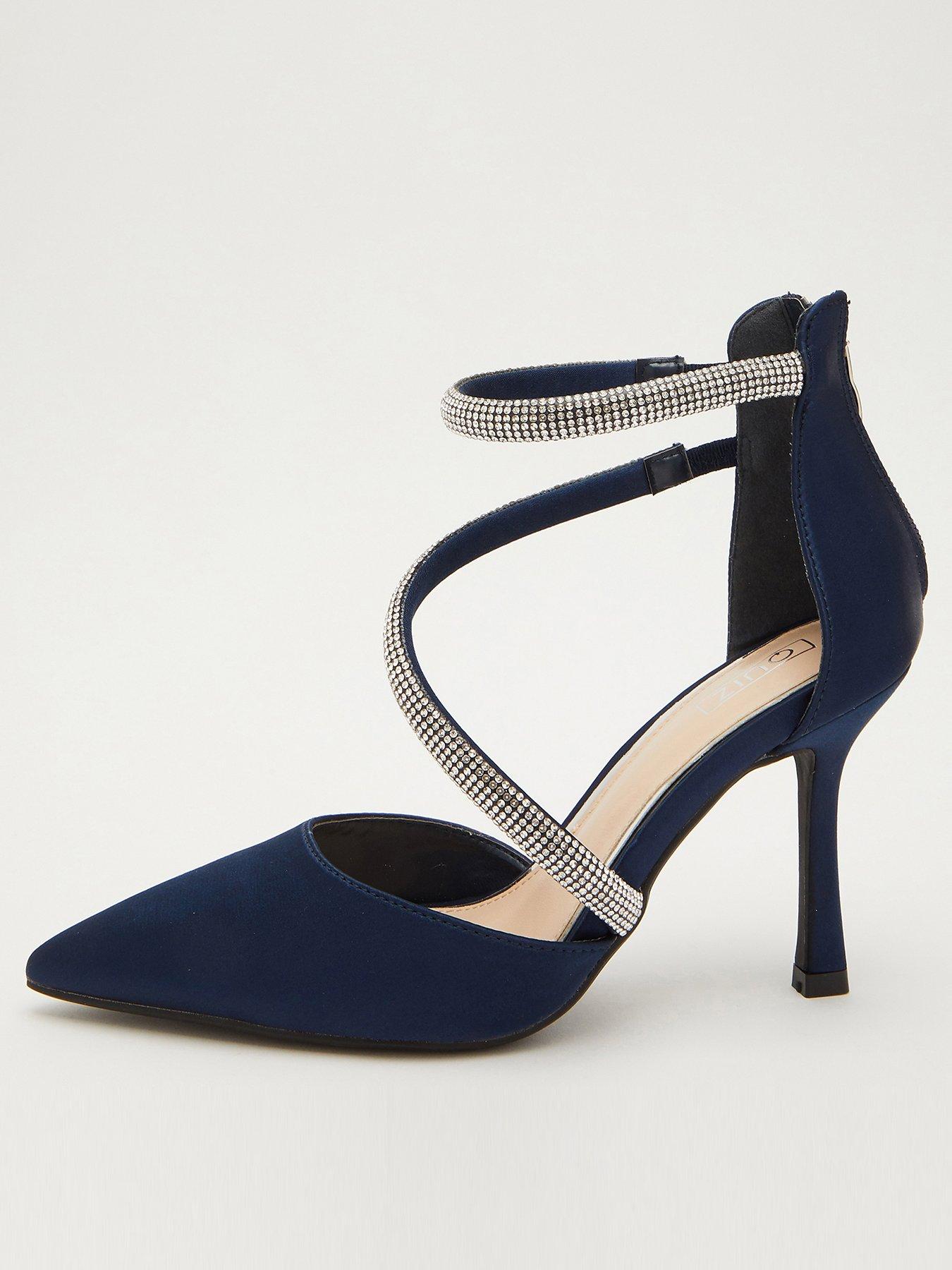 Navy satin court shoes on sale uk