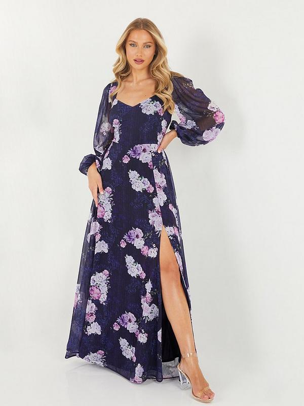 Quiz Floral Chiffon Maxi Dress | very.co.uk