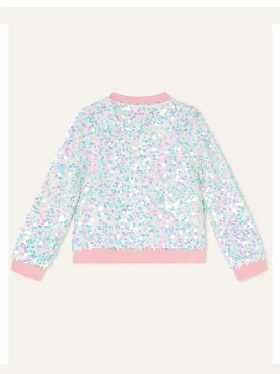 back image of monsoon-girls-sew-all-over-irridescent-sequin-bomber-jacket-pink