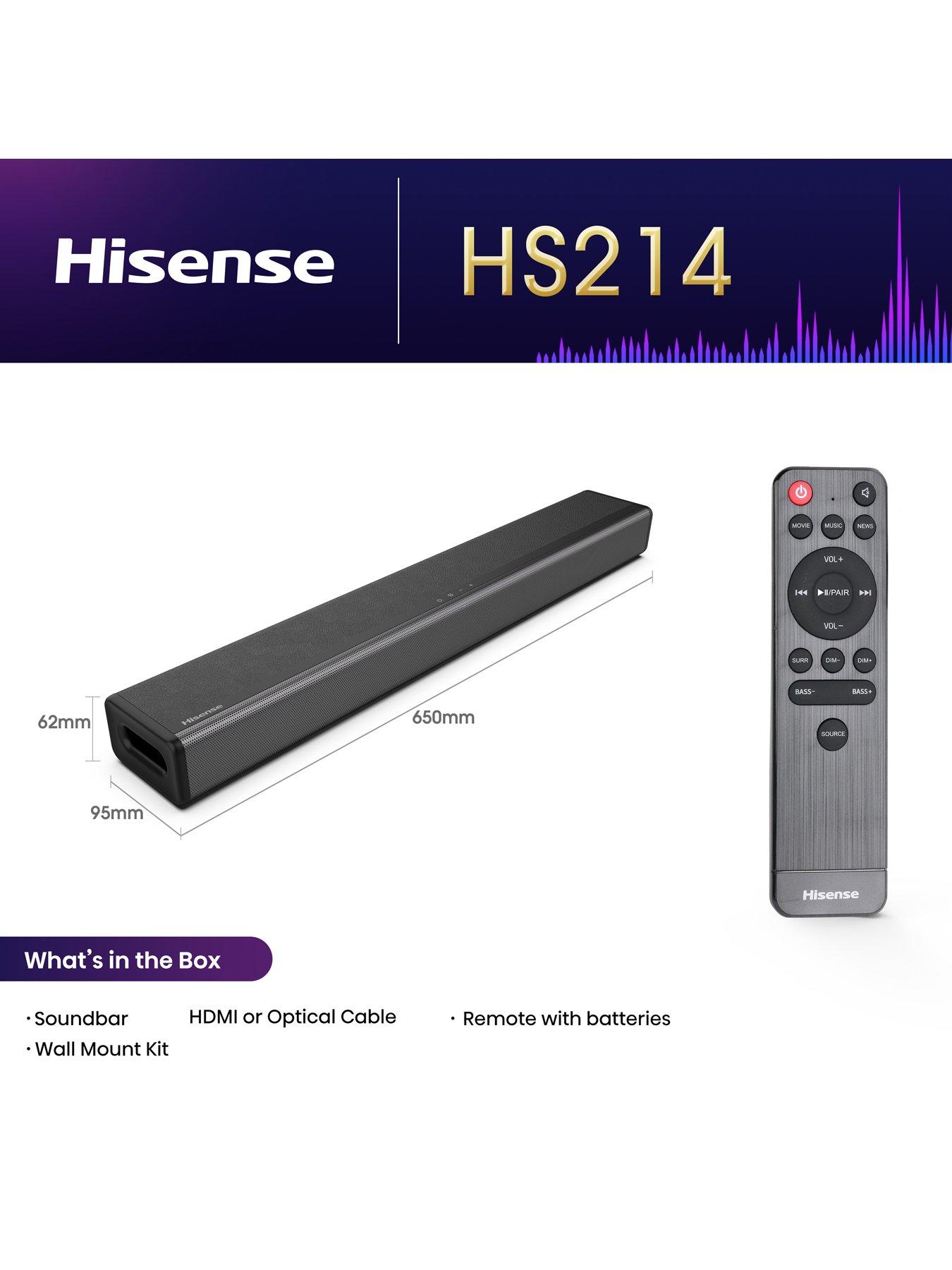 Hisense HS214 108W 2.1Ch All in one Bluetooth Soundbar with