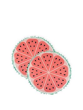 Product photograph of Streetwize Accessories Outdoor Pair Of Watermelon Scatter Cushions from very.co.uk