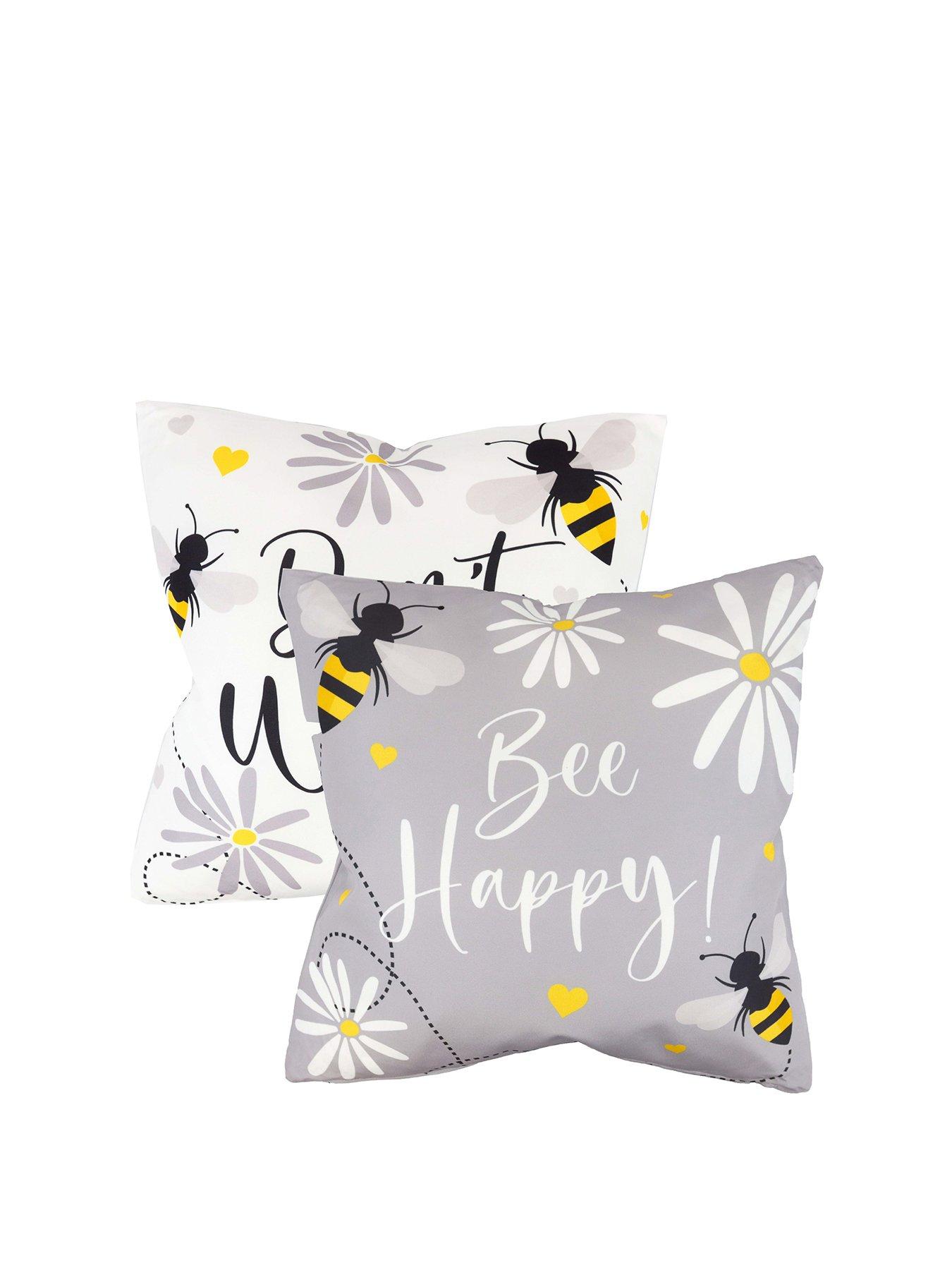 Product photograph of Streetwize Accessories Pair Of Don T Worry Be Happy Scatter Cushions from very.co.uk