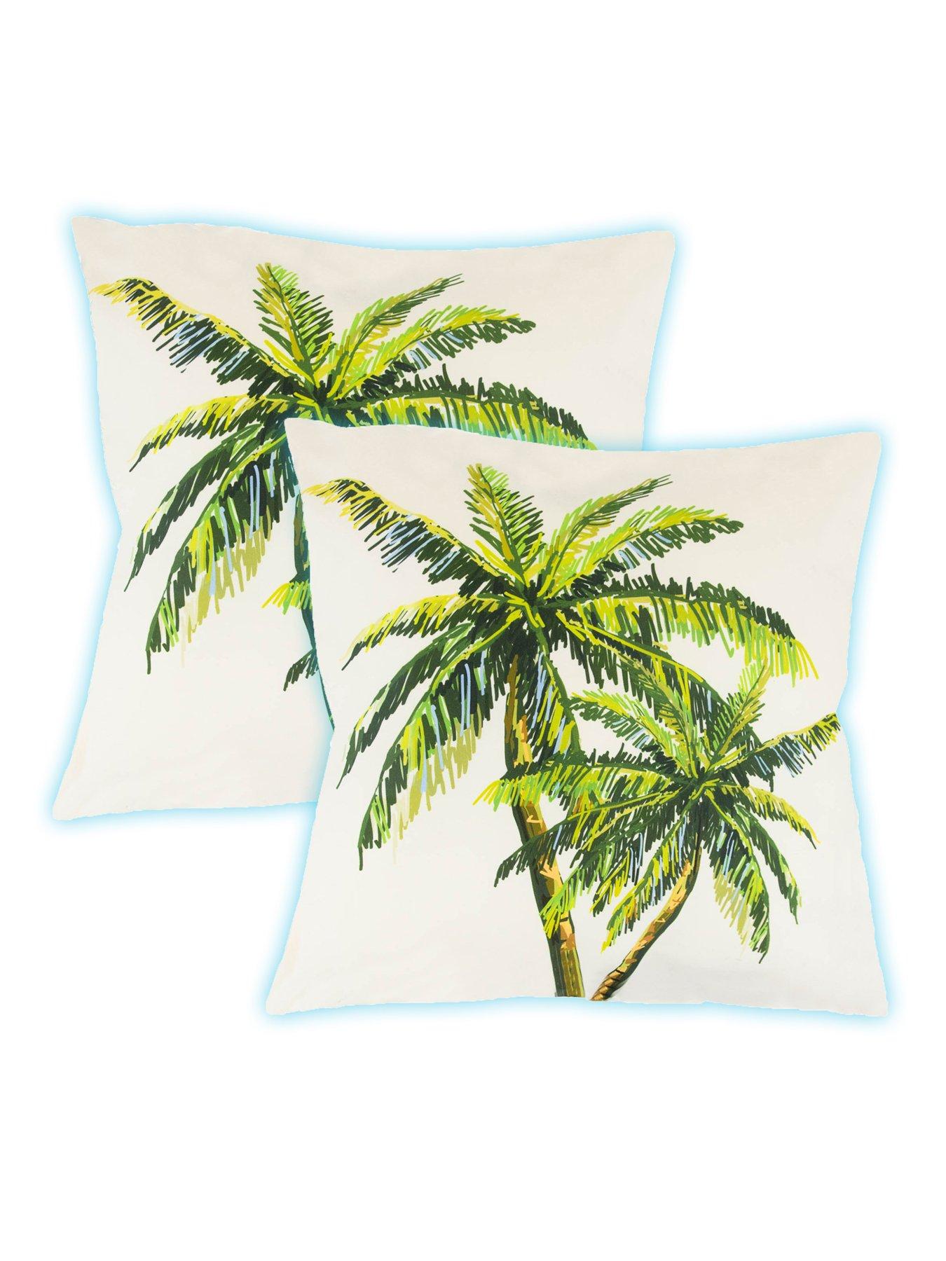 Product photograph of Streetwize Accessories Outdoor Pair Of Light Up Palm Scatter Cushions from very.co.uk