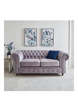 Product photograph of Very Home Laura Chesterfield Fabric 2 Seater Sofa - Grey from very.co.uk