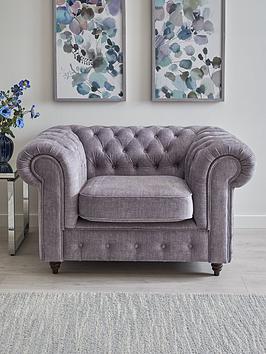 Product photograph of Very Home Laura Chesterfield Fabric Armchair - Grey - Fsc Reg Certified from very.co.uk