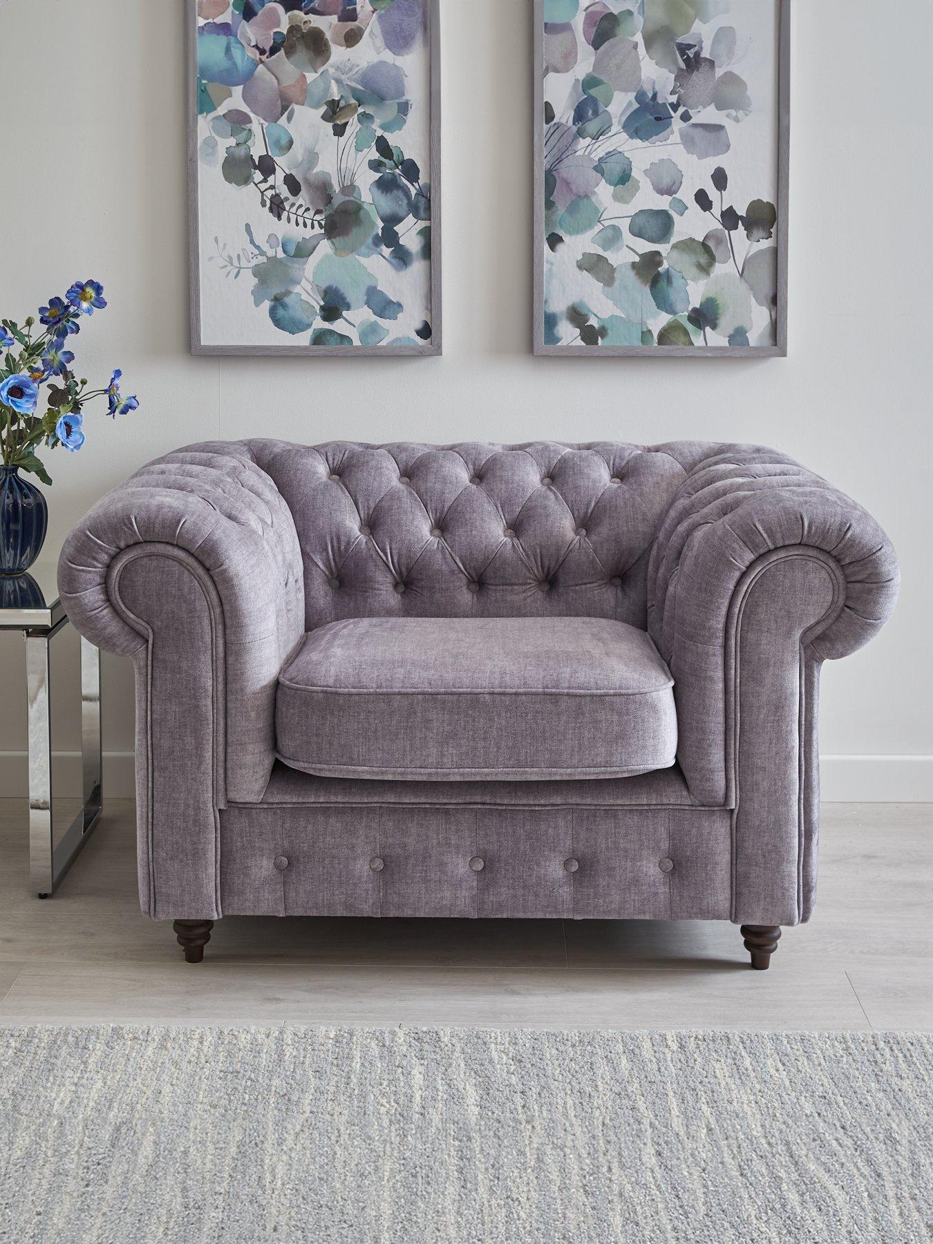 undefined Laura Chesterfield Fabric Armchair - Grey - FSC® Certified