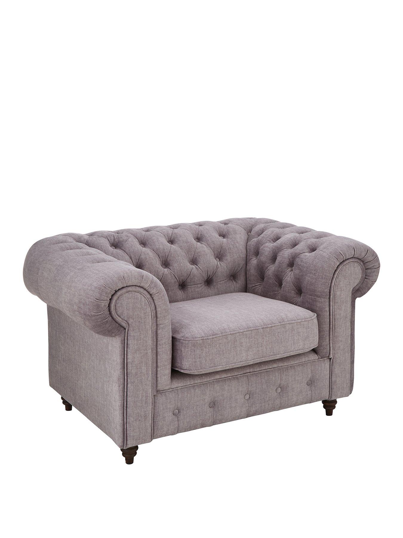 Image 3 of 7 of Very Home Laura Chesterfield&nbsp;Fabric Armchair - Grey&nbsp;- FSC&reg; Certified