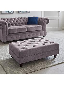 Product photograph of Very Home Laura Chesterfield Fabric Footstool - Grey - Fsc Reg Certified from very.co.uk