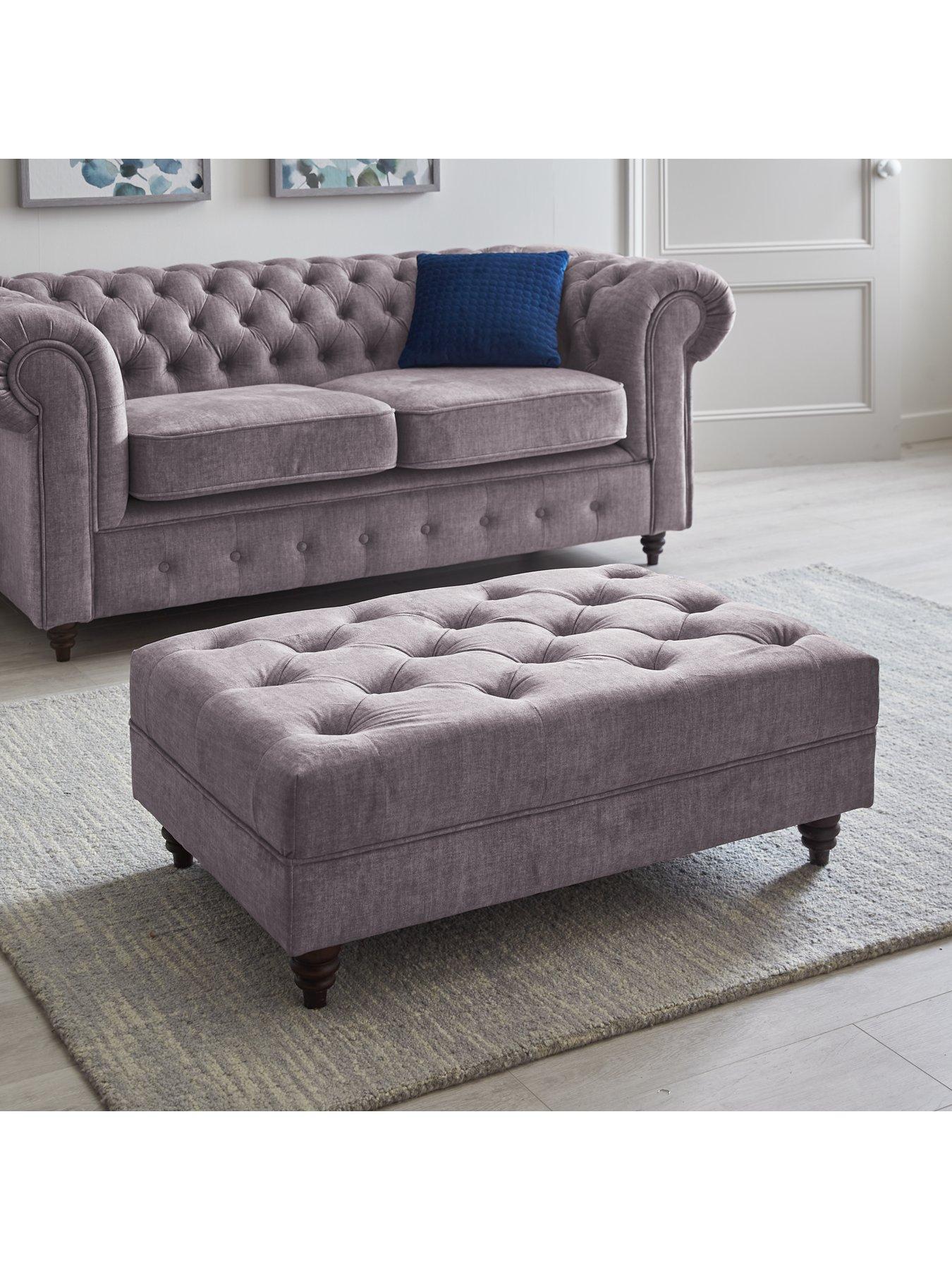 undefined Laura Chesterfield Fabric Footstool - Grey - FSC® Certified