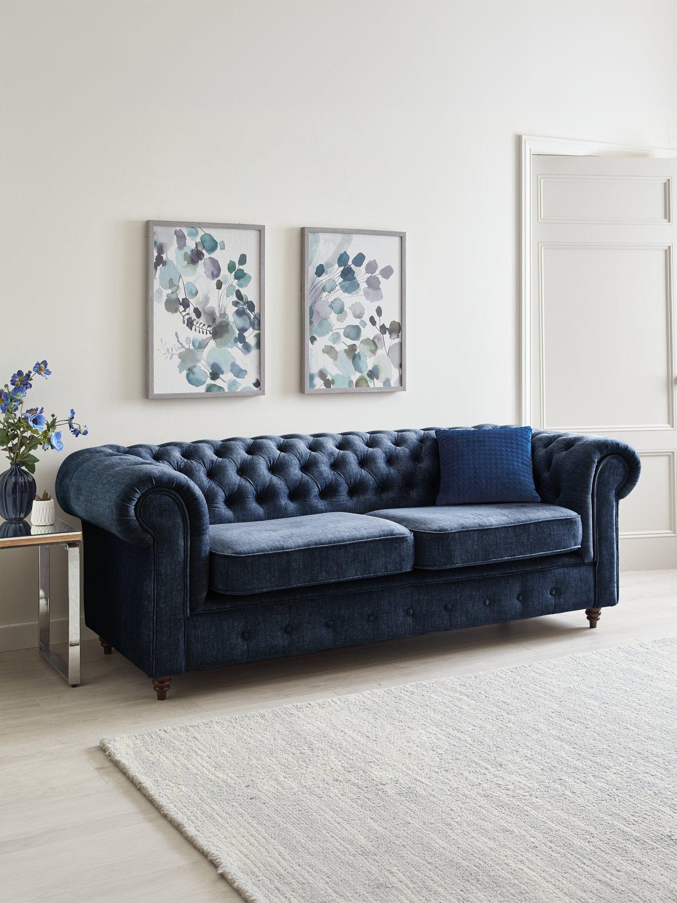 The Very Collection Laura Chesterfield Fabric 3 Seater Sofa - Grey - FSC® Certified