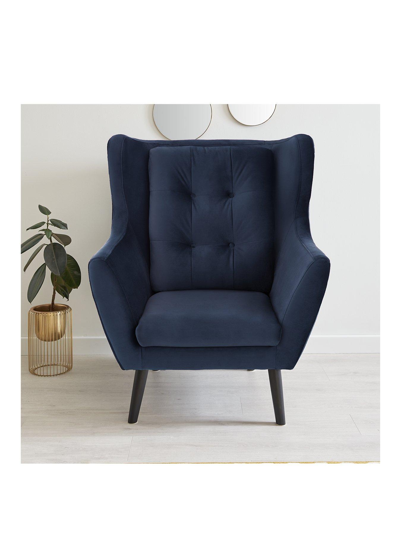 Product photograph of Very Home Luzern Fabric Armchair - Navy from very.co.uk