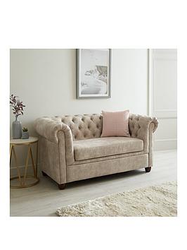 Product photograph of Very Home Chester Chesterfield Leather Look 2 Seater Sofa - Pebble from very.co.uk