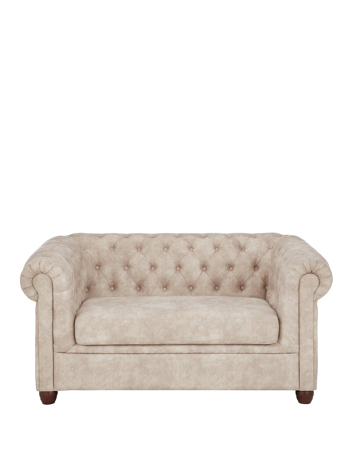Image 2 of 6 of Very Home Chester Chesterfield&nbsp;Leather Look&nbsp;2&nbsp;Seater Sofa - Pebble&nbsp;- FSC&reg; Certified