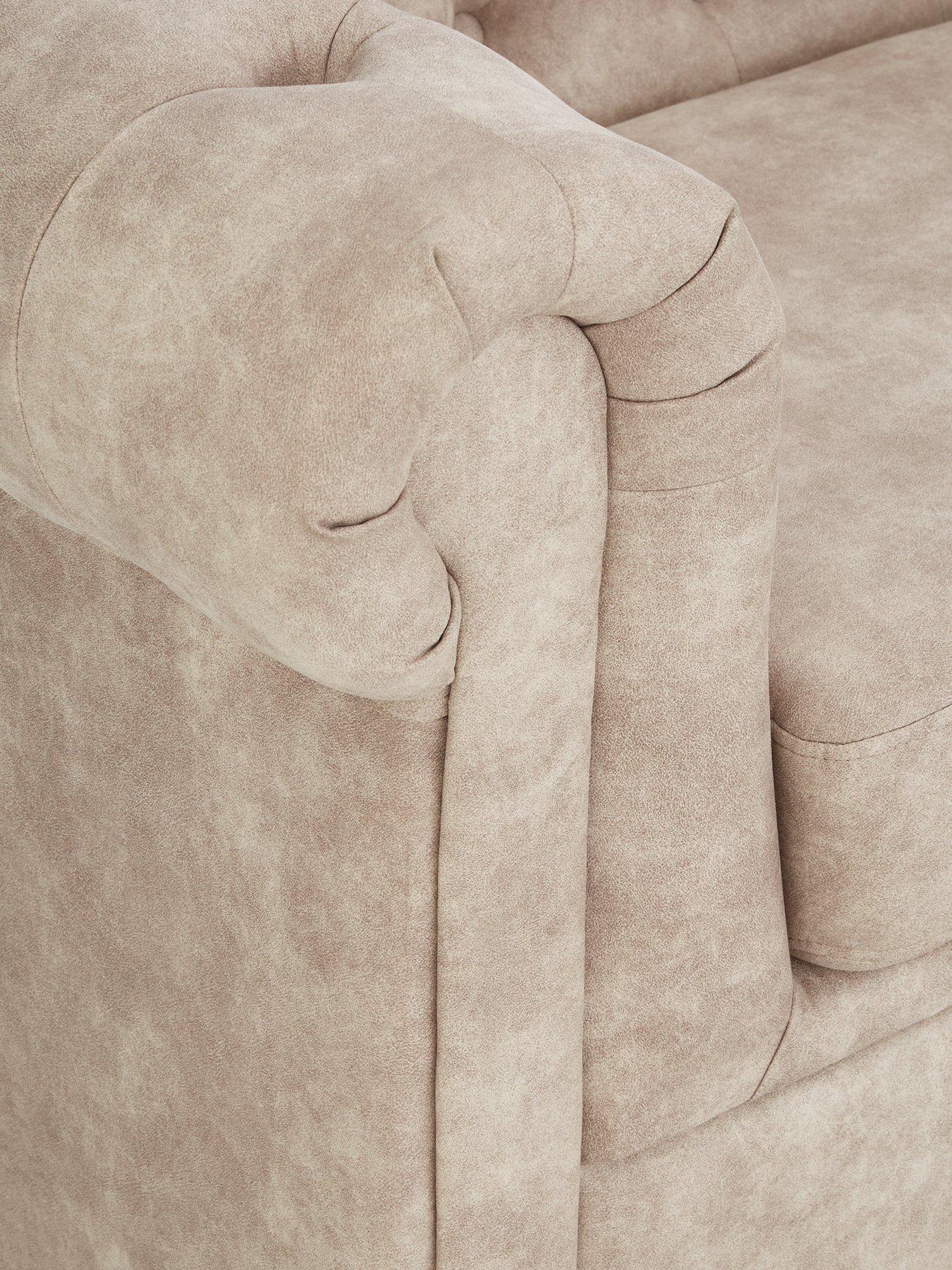 Image 4 of 6 of Very Home Chester Chesterfield&nbsp;Leather Look&nbsp;2&nbsp;Seater Sofa - Pebble&nbsp;- FSC&reg; Certified