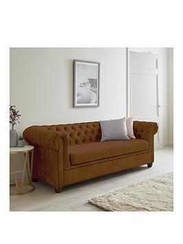 Product photograph of Very Home Chester Chesterfield Leather Look 3 Seater Sofa - Chocolate from very.co.uk