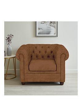Product photograph of Very Home Chester Chesterfield Leather Look Armchair - Chocolate - Fsc Reg Certified from very.co.uk