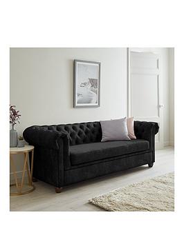 Product photograph of Very Home Chester Chesterfield Leather Look 3 Seater Sofa - Black from very.co.uk