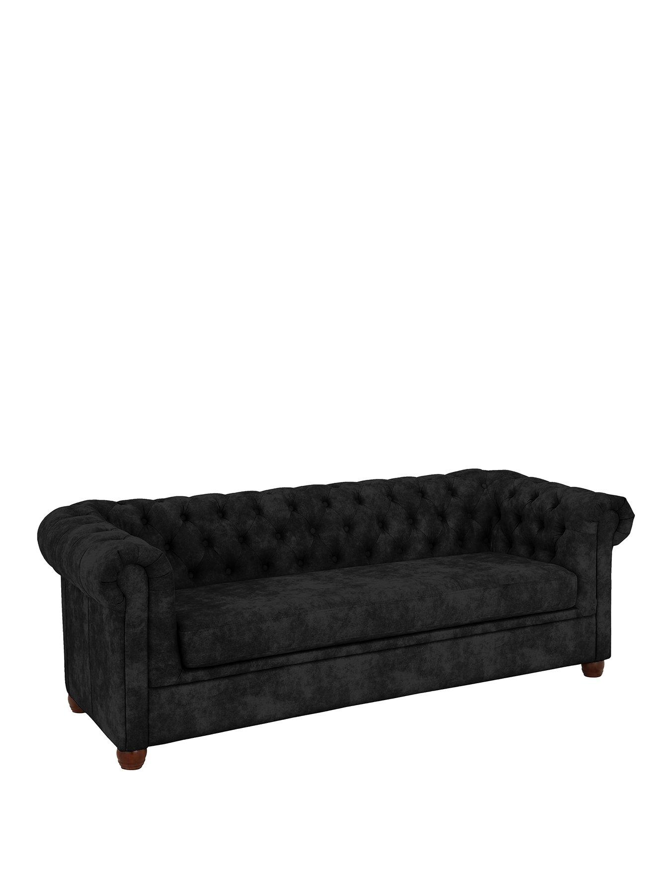 Image 3 of 7 of The Very Collection Chester Chesterfield&nbsp;Leather Look&nbsp;3 Seater Sofa - Black&nbsp;- FSC&reg; Certified