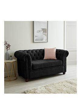 Product photograph of Very Home Chester Chesterfield Leather Look 2 Seater Sofa - Black from very.co.uk