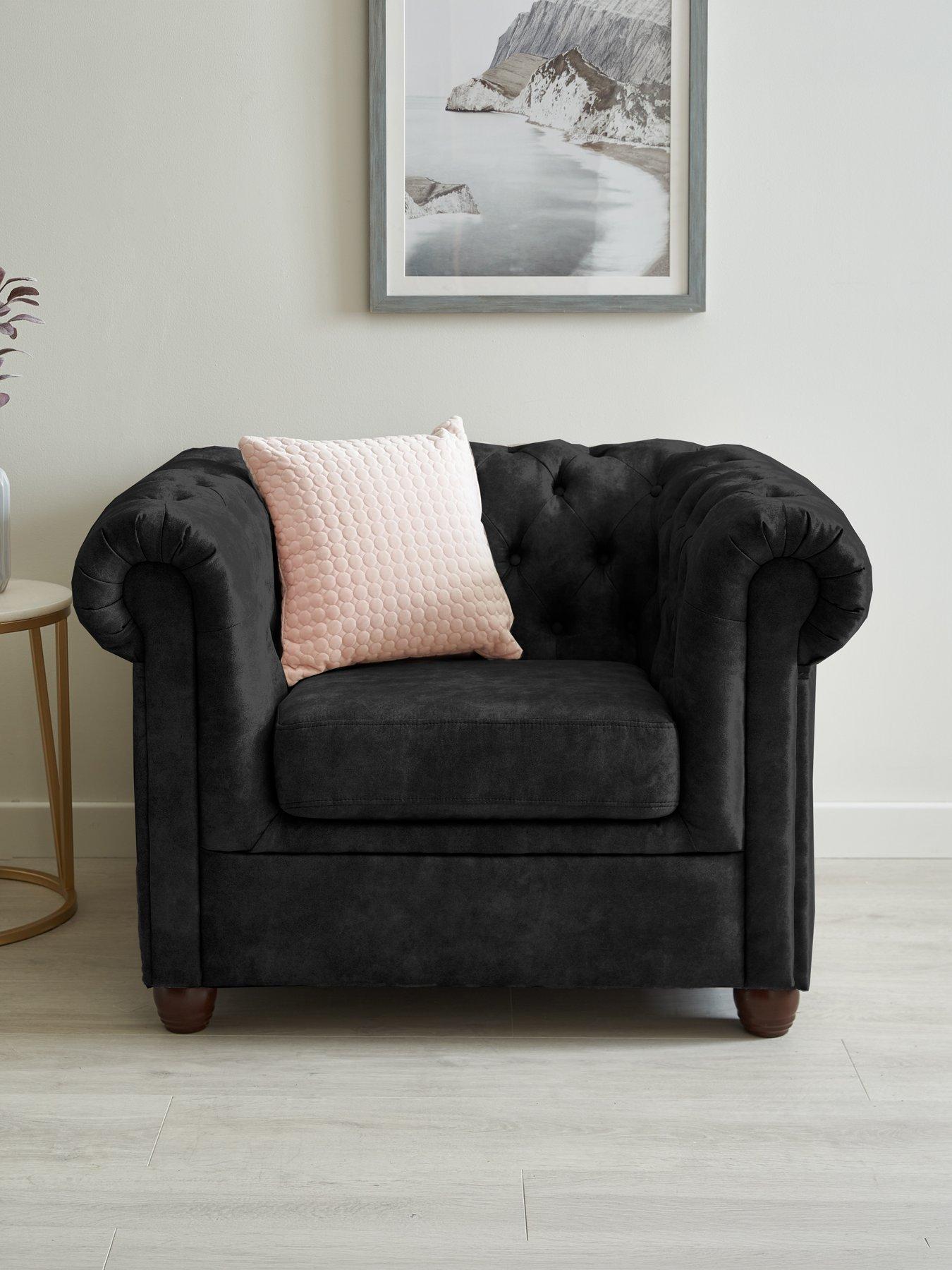 The Very Collection Chester Chesterfield Leather Look Armchair - Black - FSC® Certified