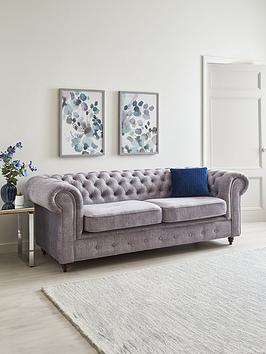 Product photograph of Very Home Laura Chesterfield Fabric 3 Seater Sofa - Grey - Fsc Reg Certified from very.co.uk
