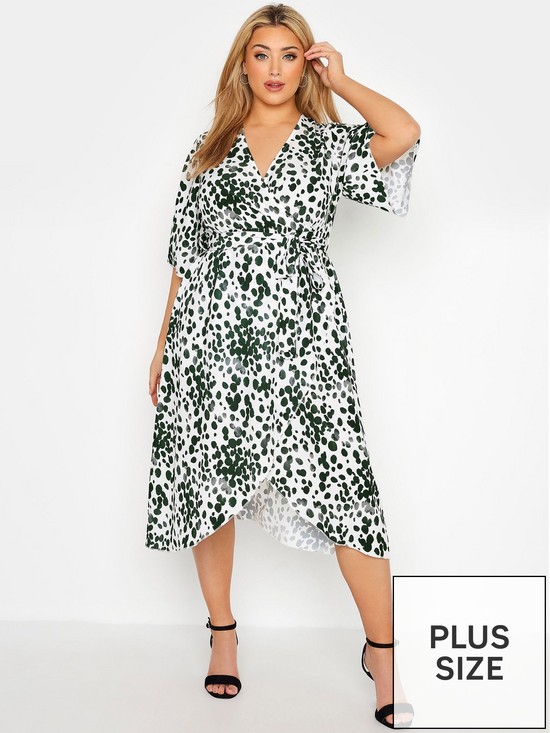 front image of yours-london-dalmatian-wrap-dress