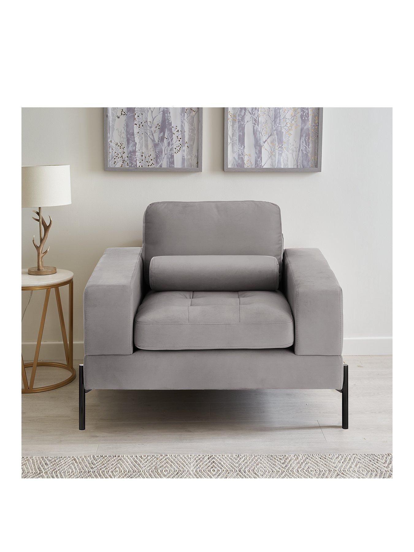 Product photograph of Very Home Versailles Fabric Armchair - Silver from very.co.uk