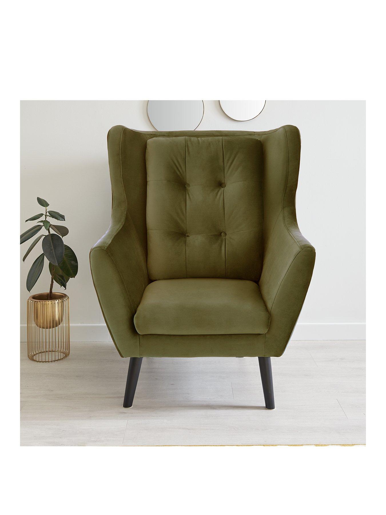 Product photograph of Very Home Luzern Fabric Armchair - Green from very.co.uk