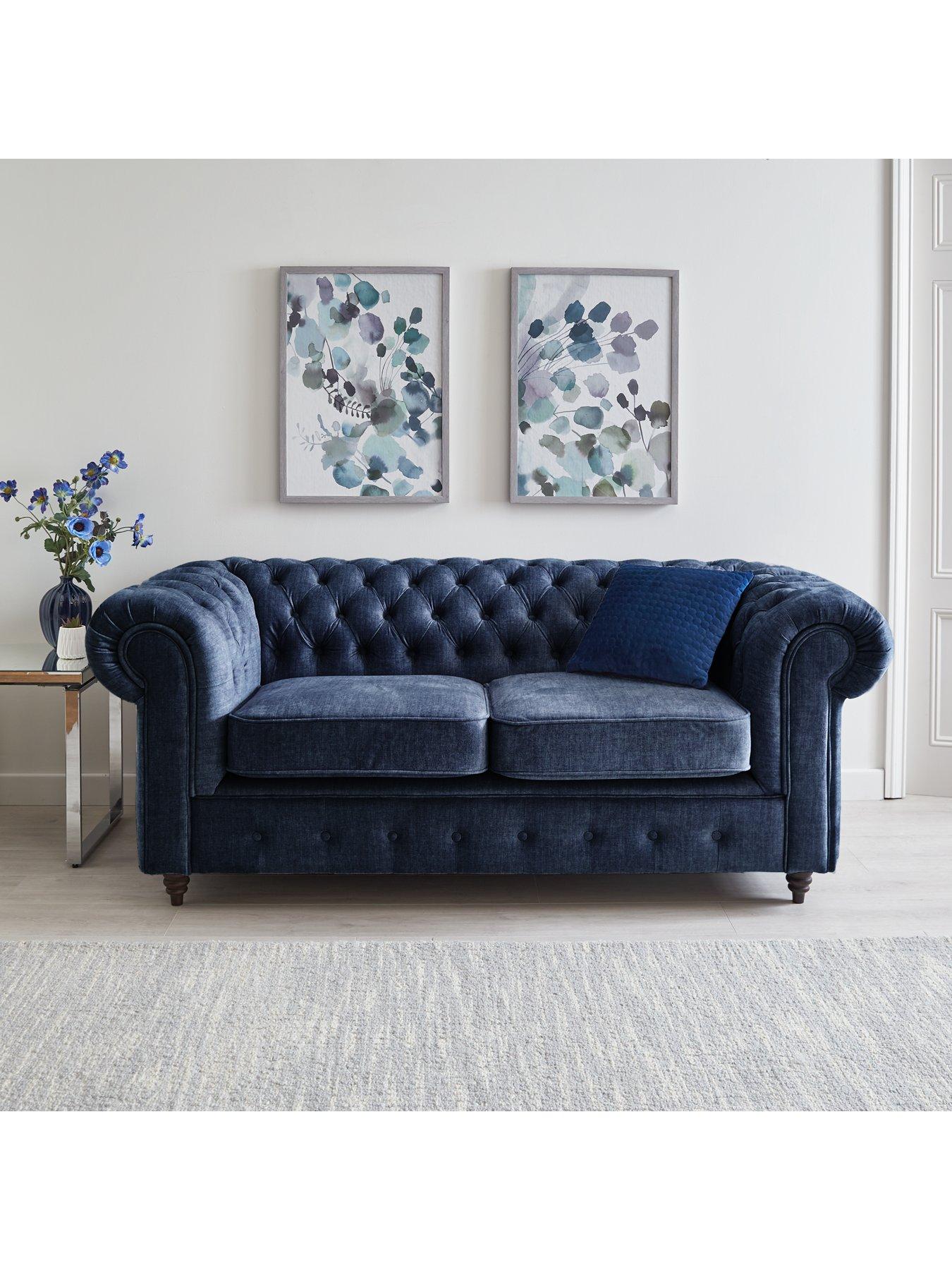 Navy velvet on sale chesterfield sofa