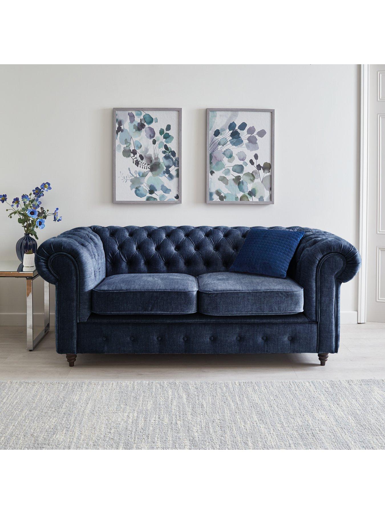 undefined Laura Chesterfield Fabric 2 Seater Sofa - Grey - FSC® Certified