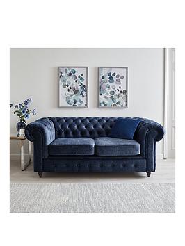 Product photograph of Very Home Laura Chesterfield Fabric 2 Seater Sofa - Navy from very.co.uk
