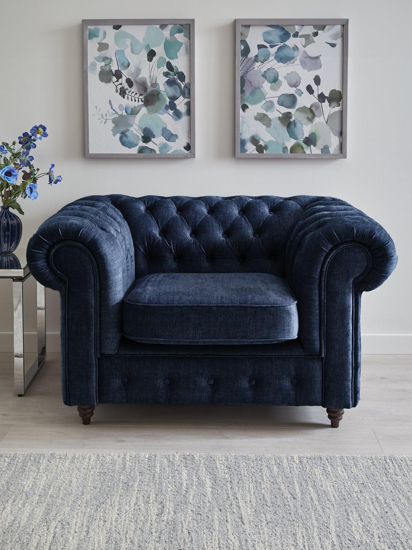 Blue store chesterfield chair