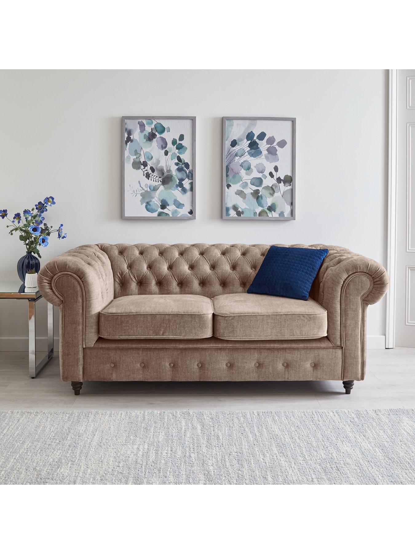 undefined Laura Chesterfield Fabric 2 Seater Sofa - Grey - FSC® Certified