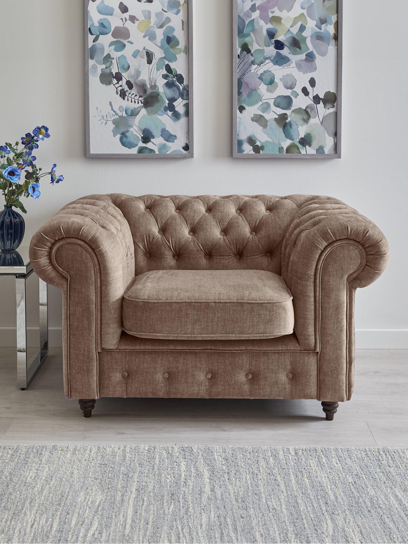 undefined Laura Chesterfield Fabric Armchair - Grey - FSC® Certified