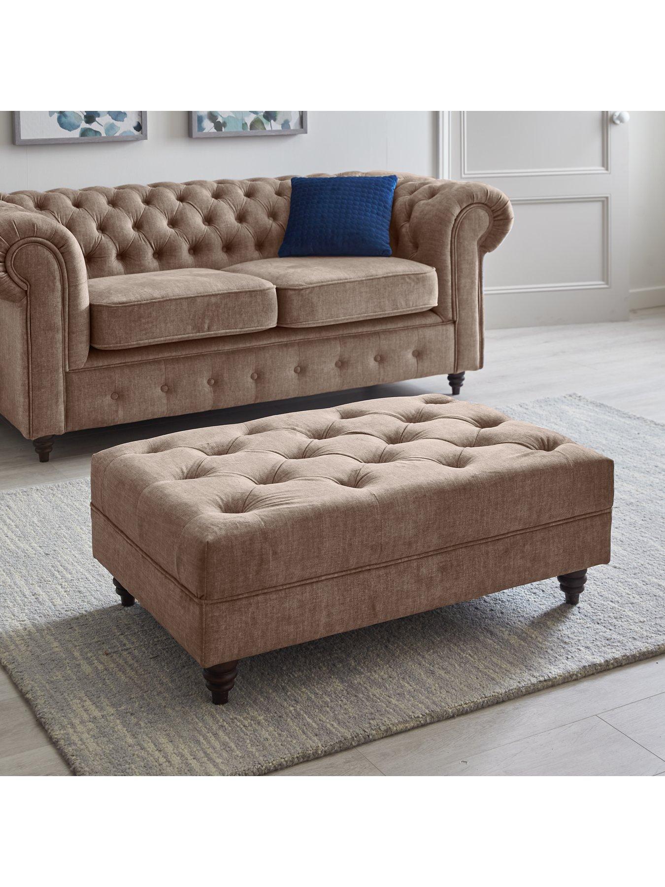 undefined Laura Chesterfield Fabric Footstool - Grey - FSC® Certified
