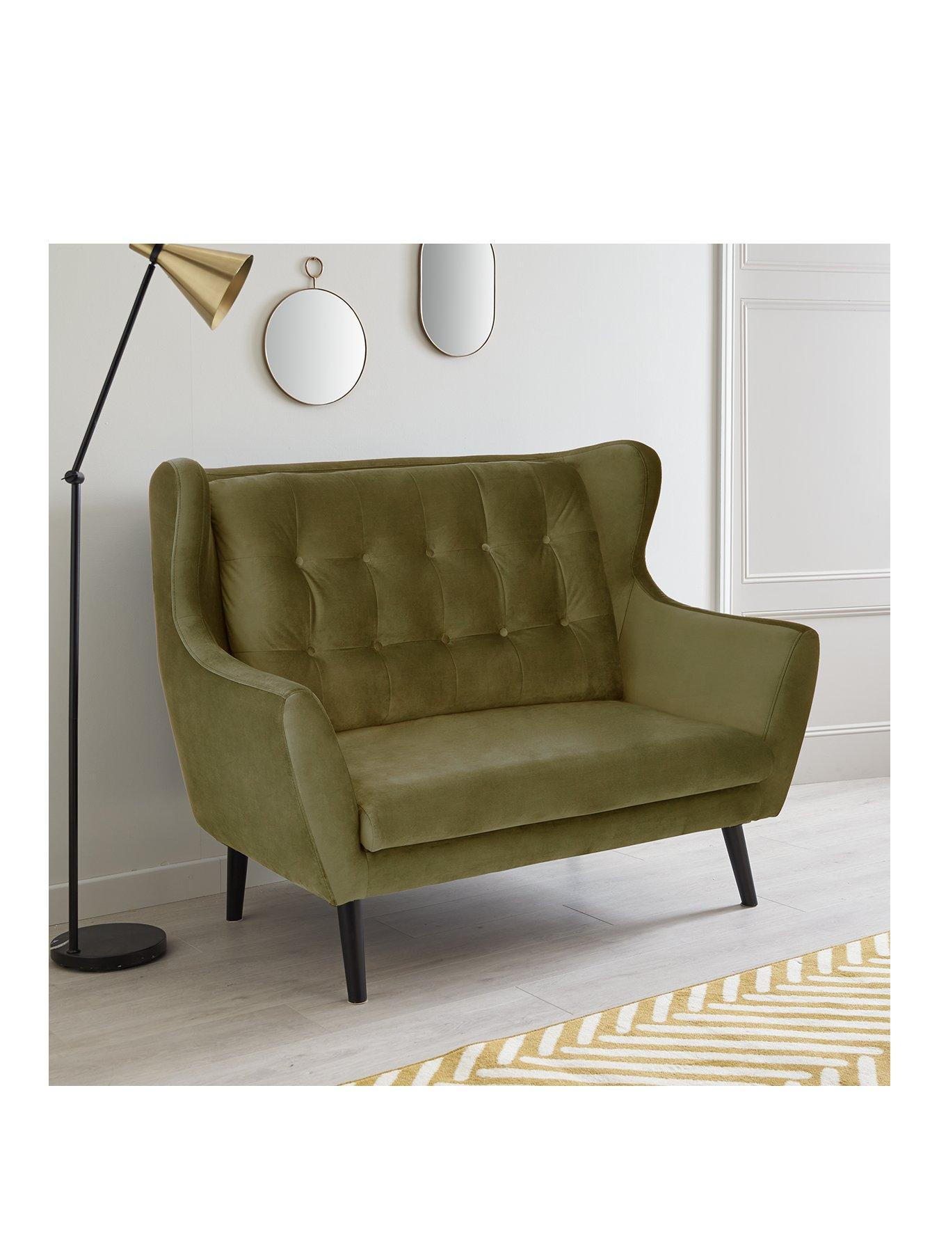 Product photograph of Very Home Luzern Fabric 2 Seater Sofa - Green from very.co.uk