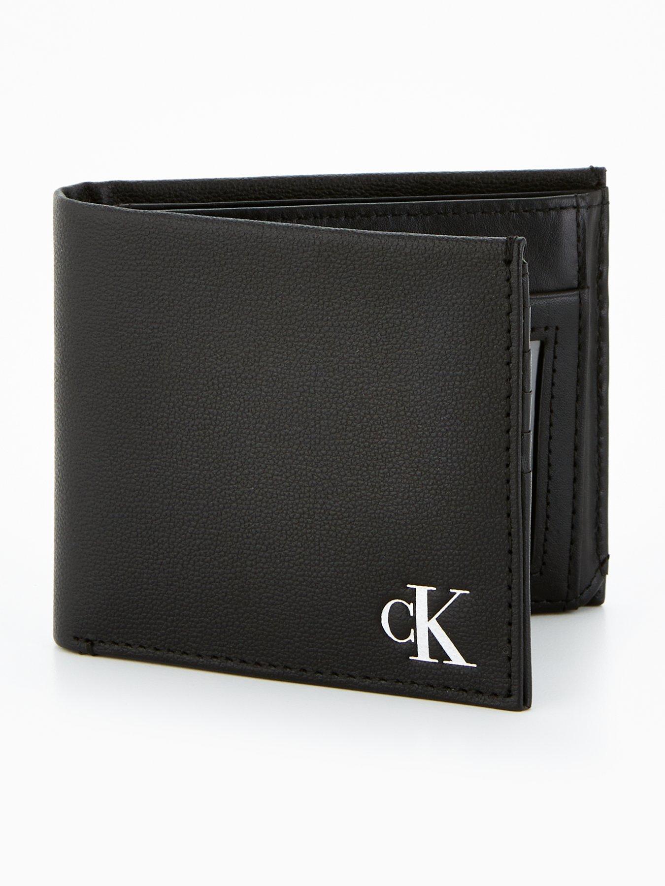 Calvin Klein Jeans Mono Silver Bifold Wallet With Coin Pocket Black