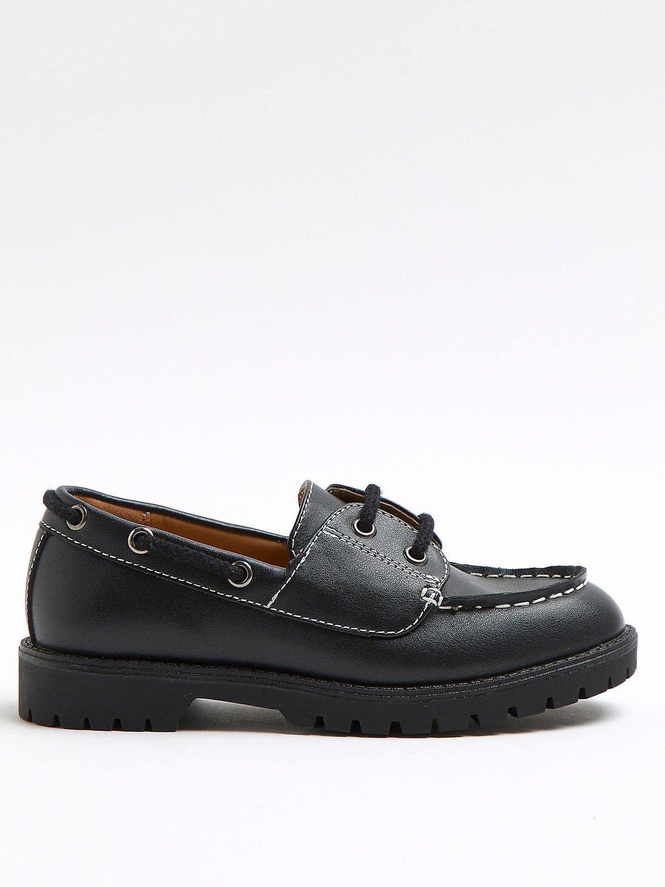 River Island Boys Cleated Boat shoe-Navy | very.co.uk