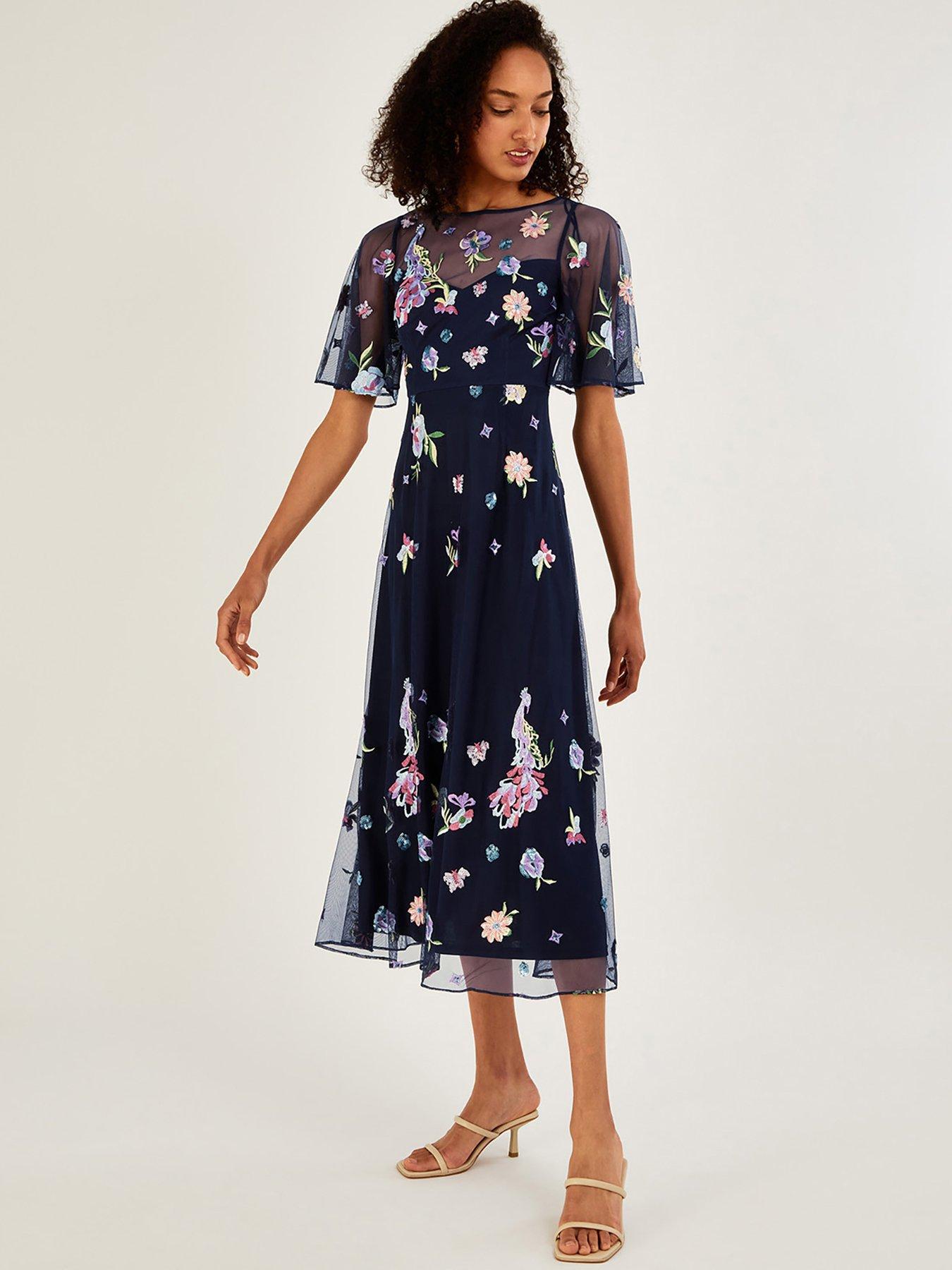 Navy embellished best sale midi dress