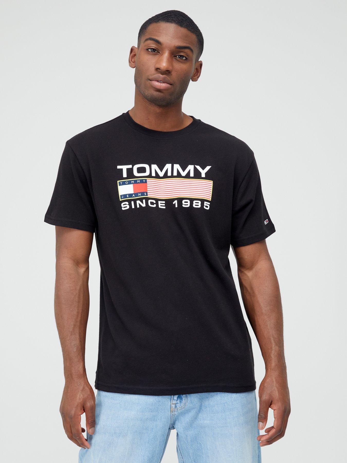 Tommy Jeans Tjm Clsc Athletic Twisted Logo T-Shirt - Black | very.co.uk