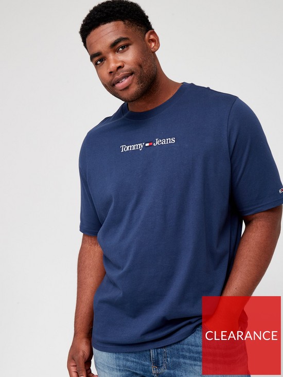 Tommy Jeans Big & Tall Big & Tall Linear Logo T-shirt - Navy | very.co.uk