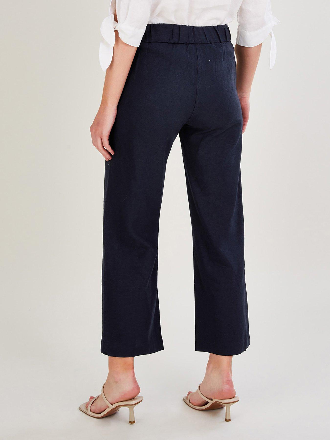 Womens navy linen deals trousers uk