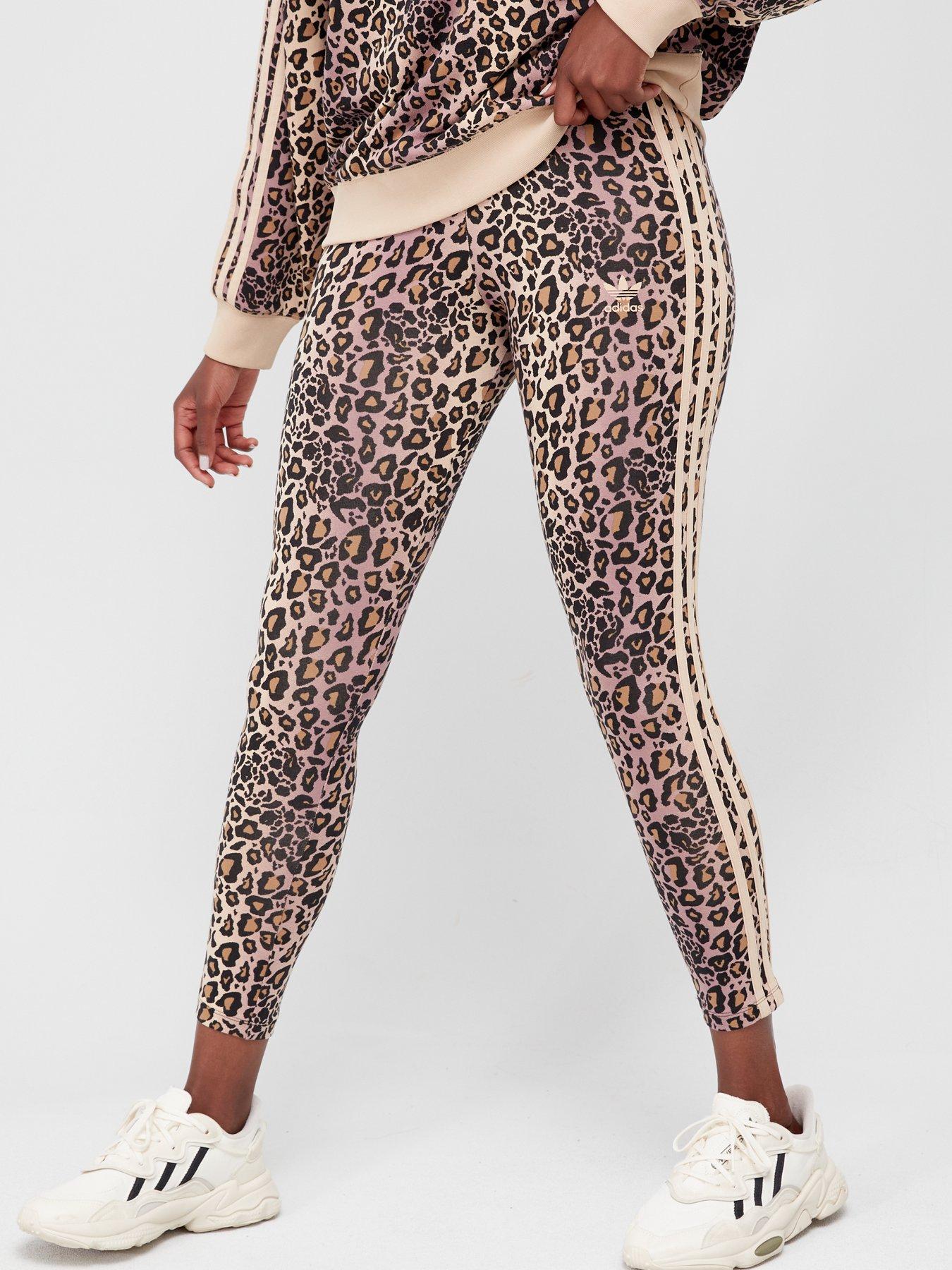 Adidas Originals All Over Leopard Print Leggings In Brown